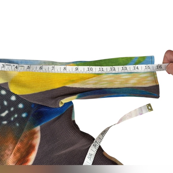 Colorful Abstract Print Pleated Tunic Dress Oversized Stretchy Artsy Vibes B03 - Picture 3 of 5